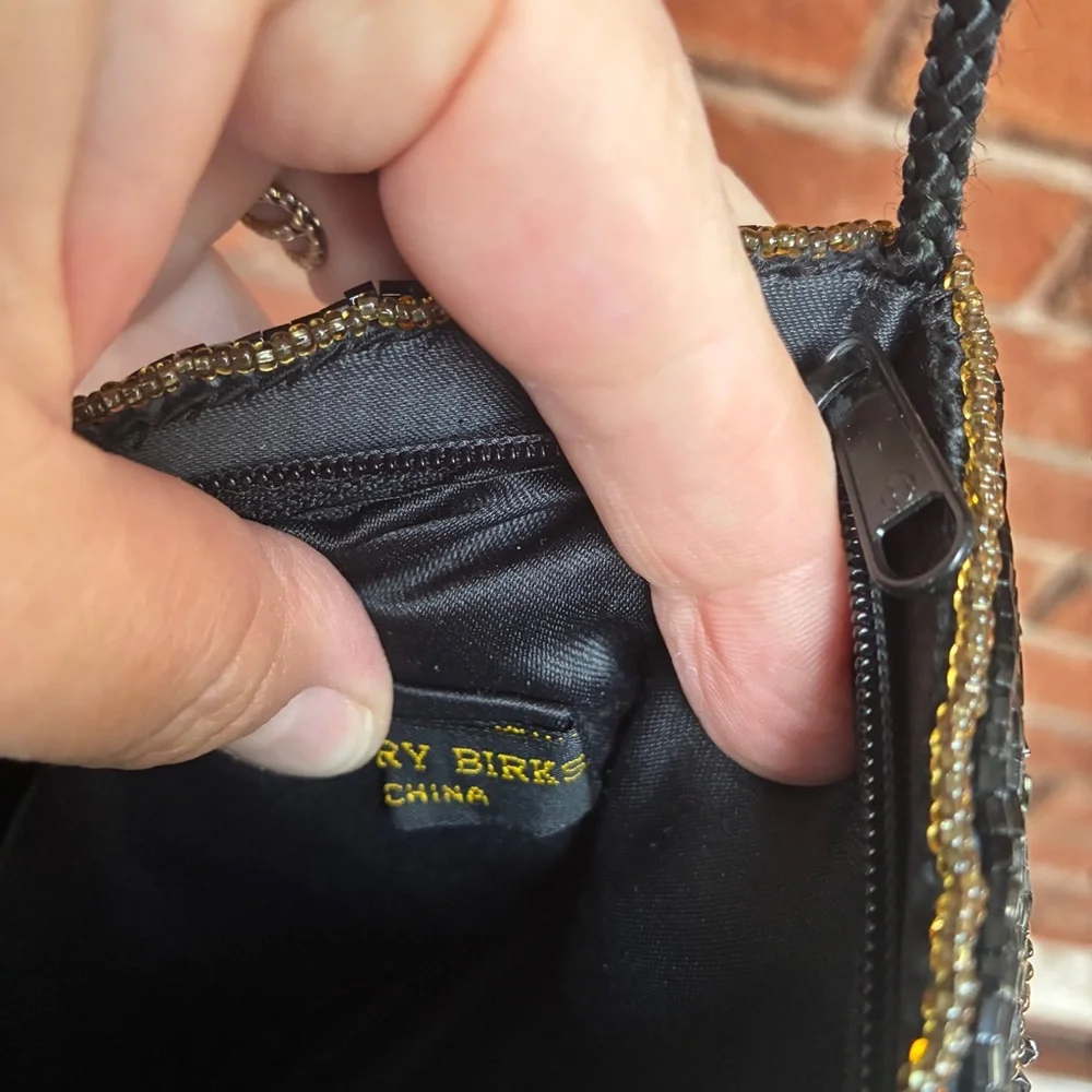 Henry Birks Vintage Beaded Evening Bag Black Hand-Beaded Purse Formal Cocktail - Picture 16 of 16